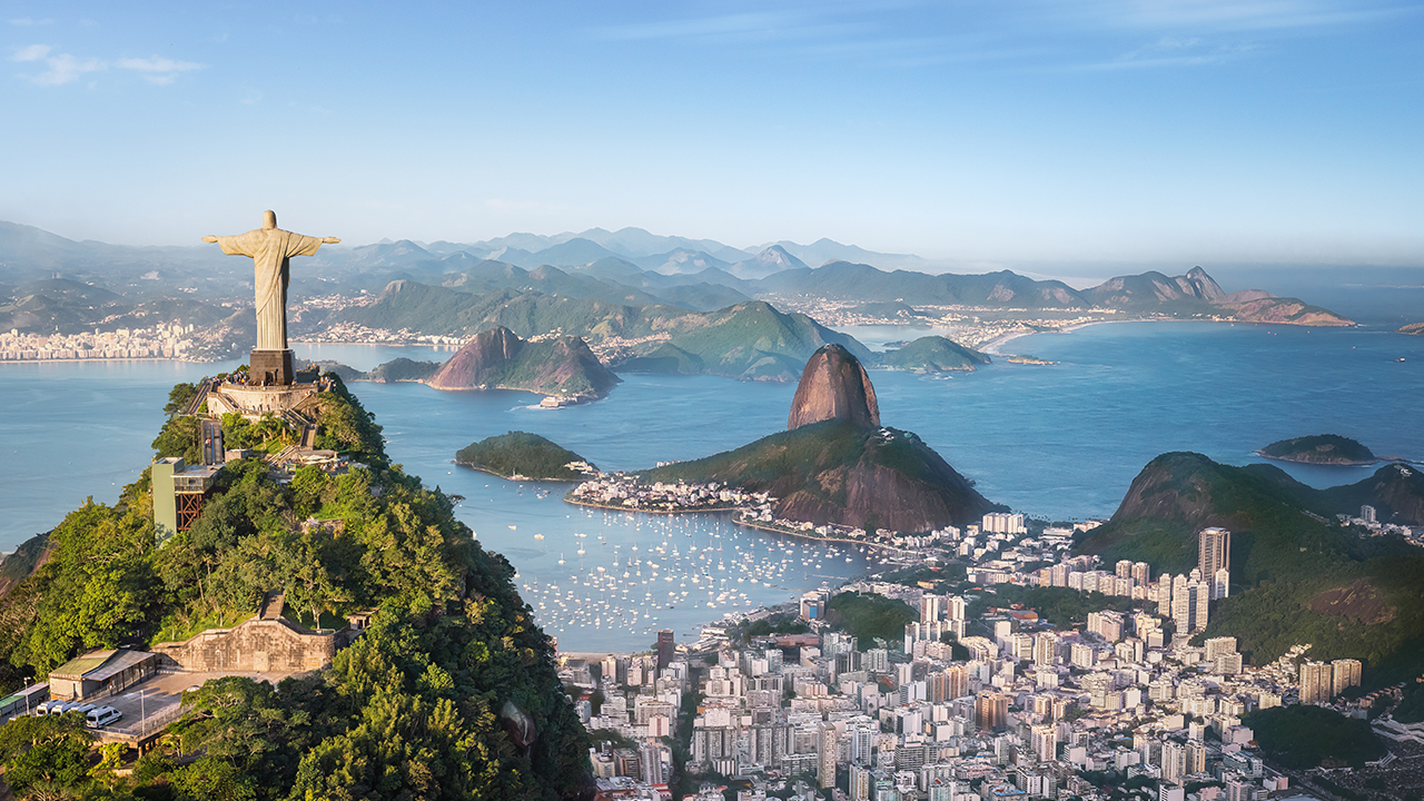 Aerial,View,Of,Rio,With,Corcovado,Mountain,,Sugarloaf,Mountain,And